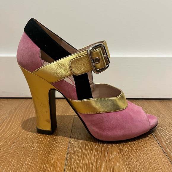Miu Miu Shoes - Miu Miu Pink and Gold Heels used size 39 Euro from 2013 Collection
